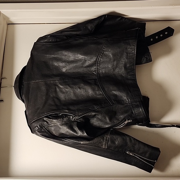 Leather motorcycle jacket By Contempo Casuals 1990 or so  Small - Picture 9 of 17